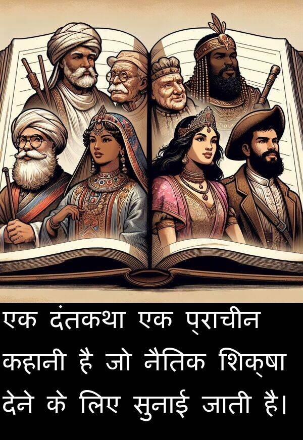 नैतिक: एक दंतकथा एक प्राचीन कहानी है जो नैतिक शिक्षा देने के लिए सुनाई जाती है।