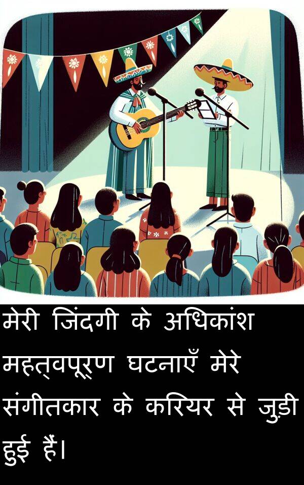 संगीतकार: मेरी जिंदगी के अधिकांश महत्वपूर्ण घटनाएँ मेरे संगीतकार के करियर से जुड़ी हुई हैं।