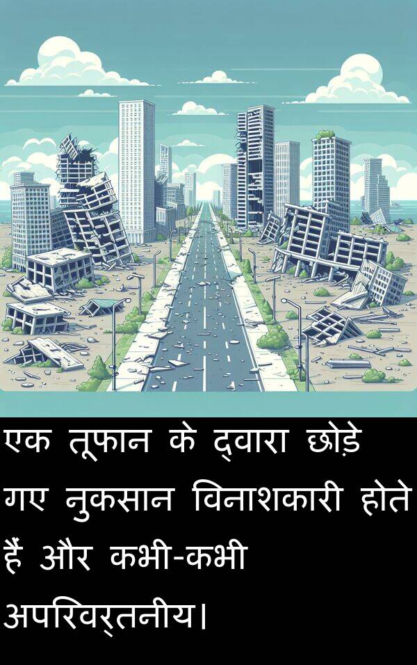 छोड़े: एक तूफान के द्वारा छोड़े गए नुकसान विनाशकारी होते हैं और कभी-कभी अपरिवर्तनीय।