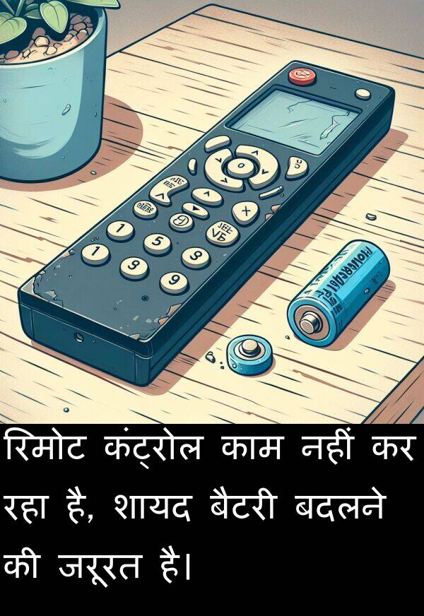 रिमोट: रिमोट कंट्रोल काम नहीं कर रहा है, शायद बैटरी बदलने की जरूरत है।