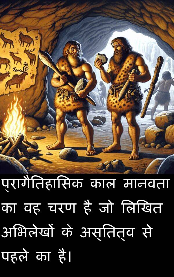 लिखित: प्रागैतिहासिक काल मानवता का वह चरण है जो लिखित अभिलेखों के अस्तित्व से पहले का है।