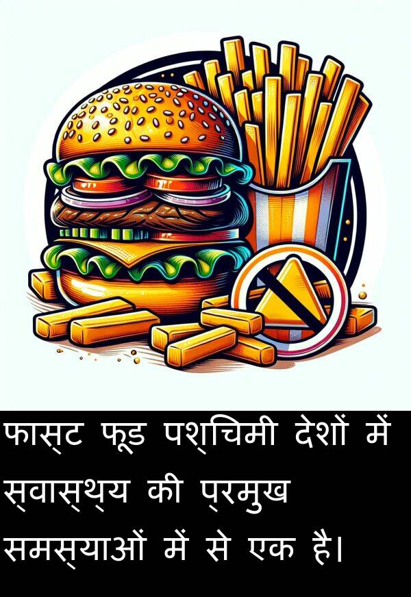 पश्चिमी: फास्ट फूड पश्चिमी देशों में स्वास्थ्य की प्रमुख समस्याओं में से एक है।