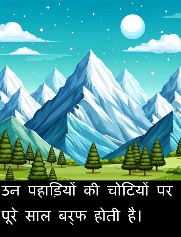 पहाड़ियों: उन पहाड़ियों की चोटियों पर पूरे साल बर्फ होती है।