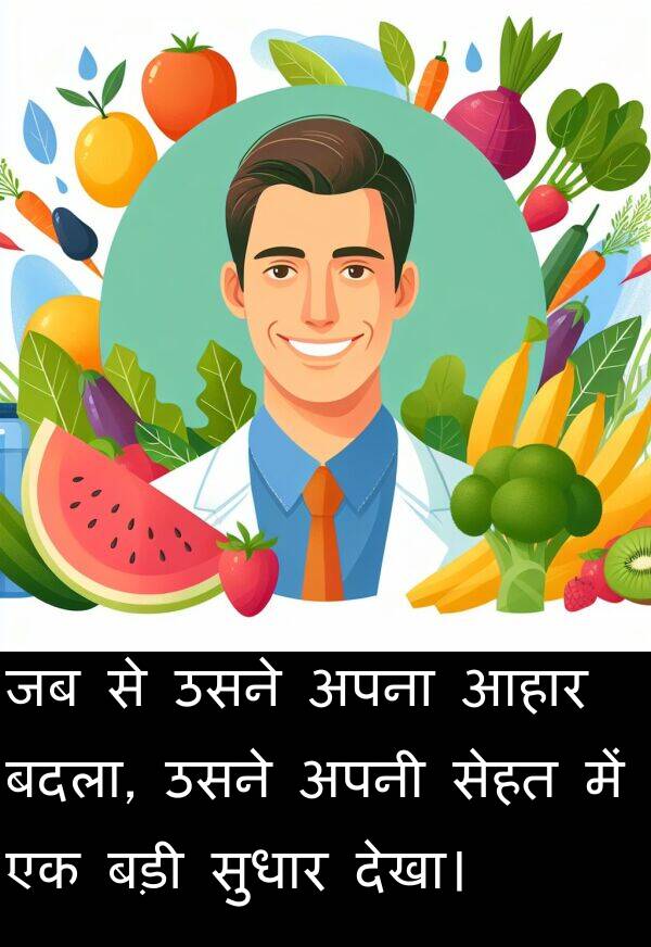 आहार: जब से उसने अपना आहार बदला, उसने अपनी सेहत में एक बड़ी सुधार देखा।