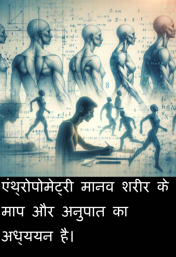 अनुपात: एंथ्रोपोमेट्री मानव शरीर के माप और अनुपात का अध्ययन है।