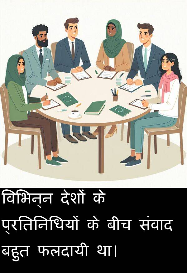 विभिन्न: विभिन्न देशों के प्रतिनिधियों के बीच संवाद बहुत फलदायी था।