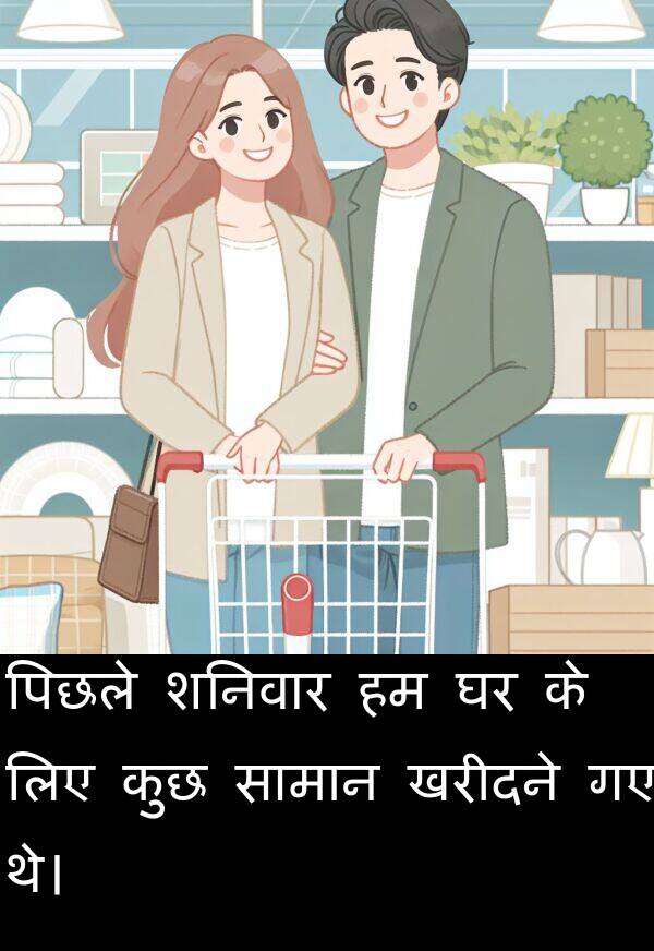 खरीदने: पिछले शनिवार हम घर के लिए कुछ सामान खरीदने गए थे।