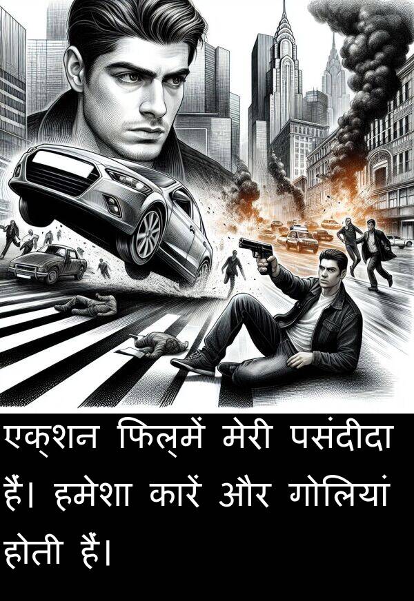 पसंदीदा: एक्शन फिल्में मेरी पसंदीदा हैं। हमेशा कारें और गोलियां होती हैं।