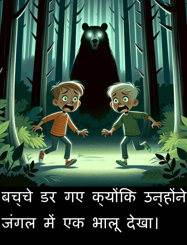 उन्होंने: बच्चे डर गए क्योंकि उन्होंने जंगल में एक भालू देखा।