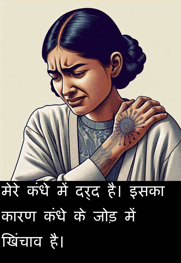 खिंचाव: मेरे कंधे में दर्द है। इसका कारण कंधे के जोड़ में खिंचाव है।