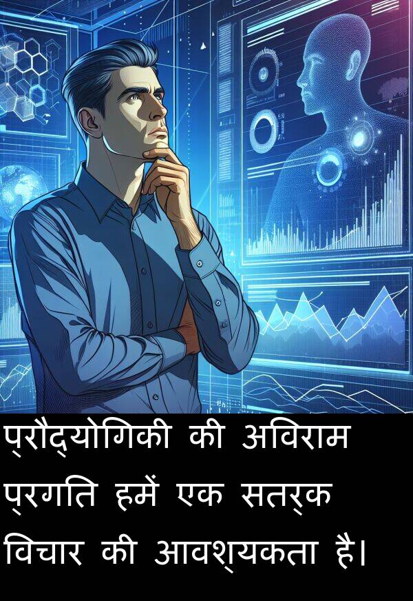 प्रगति: प्रौद्योगिकी की अविराम प्रगति हमें एक सतर्क विचार की आवश्यकता है।