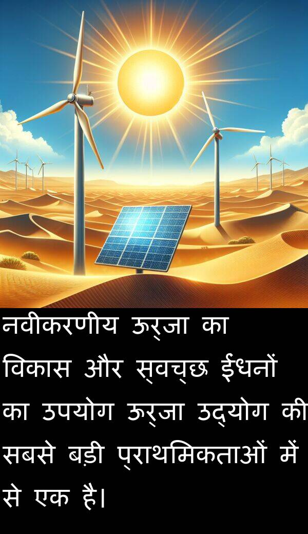 उद्योग: नवीकरणीय ऊर्जा का विकास और स्वच्छ ईंधनों का उपयोग ऊर्जा उद्योग की सबसे बड़ी प्राथमिकताओं में से एक है।