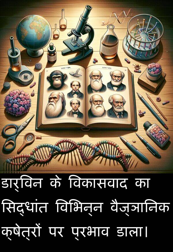 वैज्ञानिक: डार्विन के विकासवाद का सिद्धांत विभिन्न वैज्ञानिक क्षेत्रों पर प्रभाव डाला।