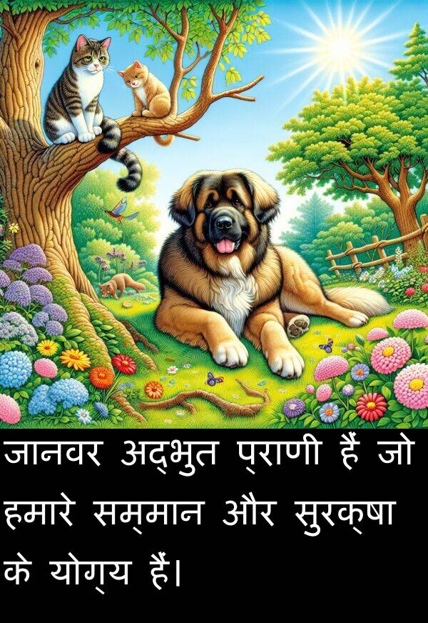 योग्य: जानवर अद्भुत प्राणी हैं जो हमारे सम्मान और सुरक्षा के योग्य हैं।