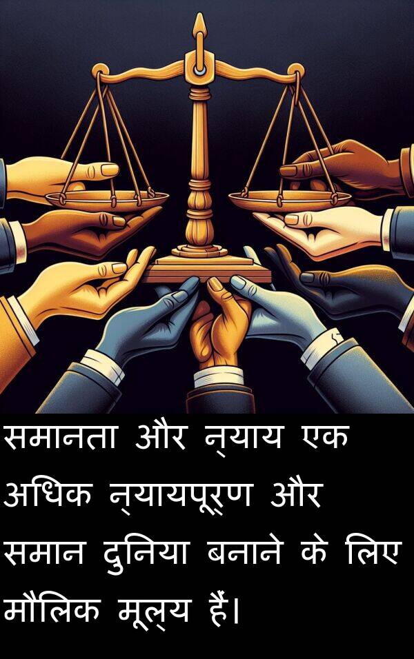 न्याय: समानता और न्याय एक अधिक न्यायपूर्ण और समान दुनिया बनाने के लिए मौलिक मूल्य हैं।