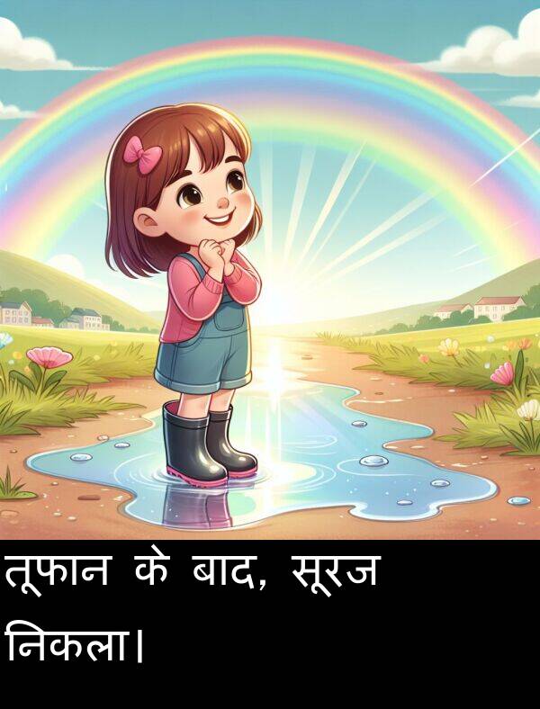 निकला।: तूफान के बाद, सूरज निकला।