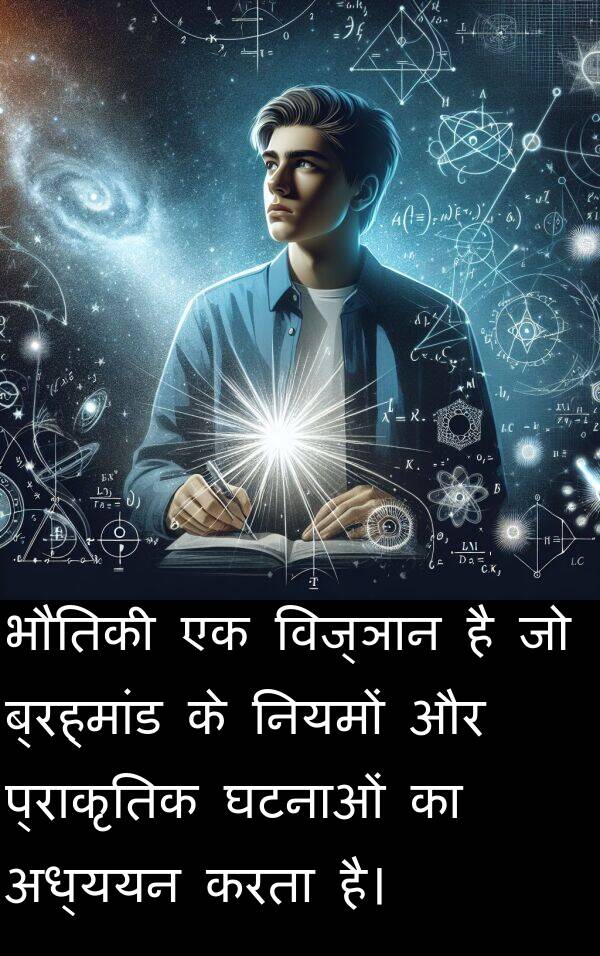 नियमों: भौतिकी एक विज्ञान है जो ब्रह्मांड के नियमों और प्राकृतिक घटनाओं का अध्ययन करता है।