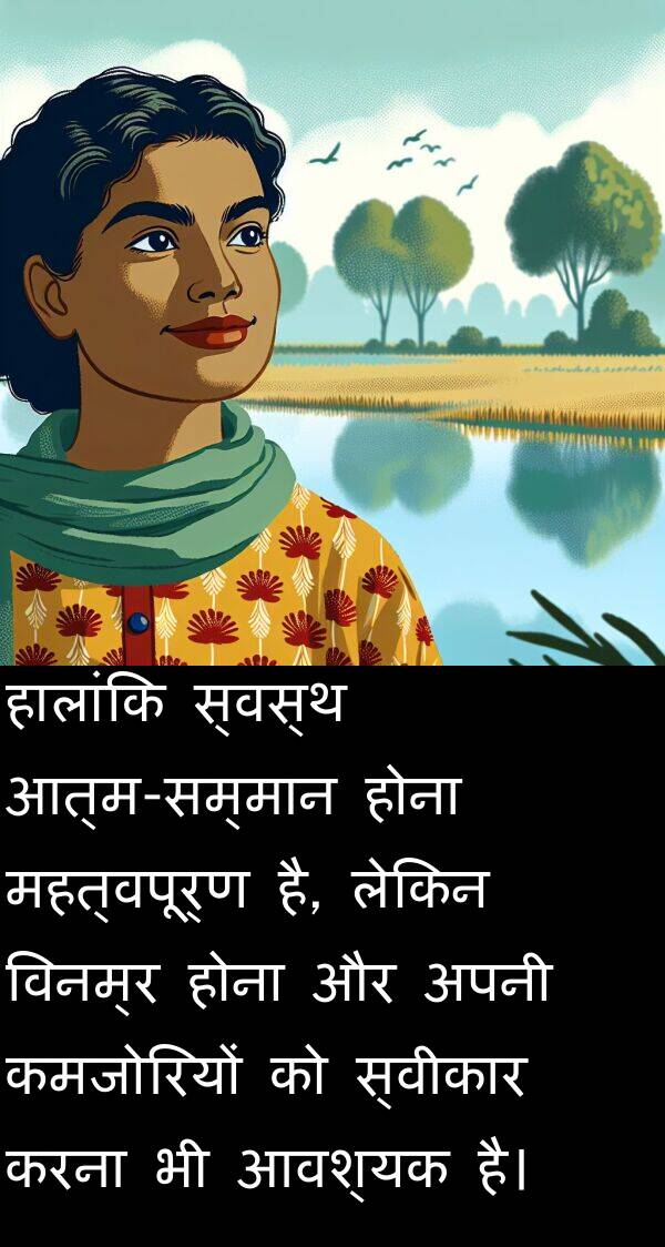होना: हालांकि स्वस्थ आत्म-सम्मान होना महत्वपूर्ण है, लेकिन विनम्र होना और अपनी कमजोरियों को स्वीकार करना भी आवश्यक है।