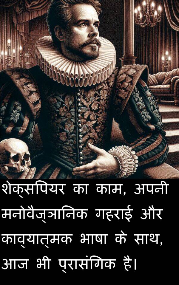 भाषा: शेक्सपियर का काम, अपनी मनोवैज्ञानिक गहराई और काव्यात्मक भाषा के साथ, आज भी प्रासंगिक है।