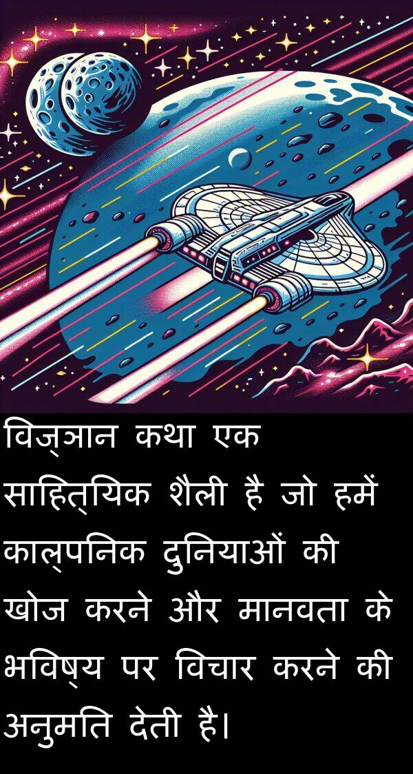 खोज: विज्ञान कथा एक साहित्यिक शैली है जो हमें काल्पनिक दुनियाओं की खोज करने और मानवता के भविष्य पर विचार करने की अनुमति देती है।
