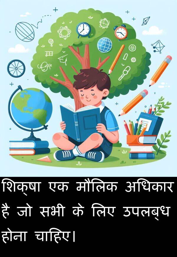 उपलब्ध: शिक्षा एक मौलिक अधिकार है जो सभी के लिए उपलब्ध होना चाहिए।