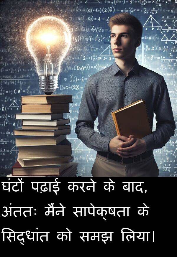 लिया।: घंटों पढ़ाई करने के बाद, अंततः मैंने सापेक्षता के सिद्धांत को समझ लिया।