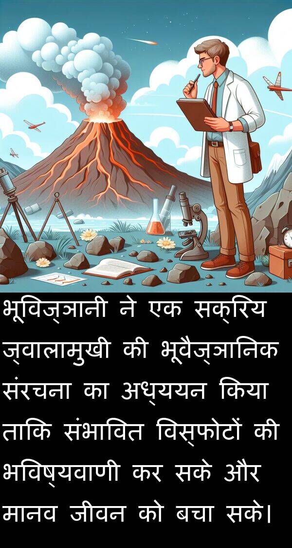 सके।: भूविज्ञानी ने एक सक्रिय ज्वालामुखी की भूवैज्ञानिक संरचना का अध्ययन किया ताकि संभावित विस्फोटों की भविष्यवाणी कर सके और मानव जीवन को बचा सके।