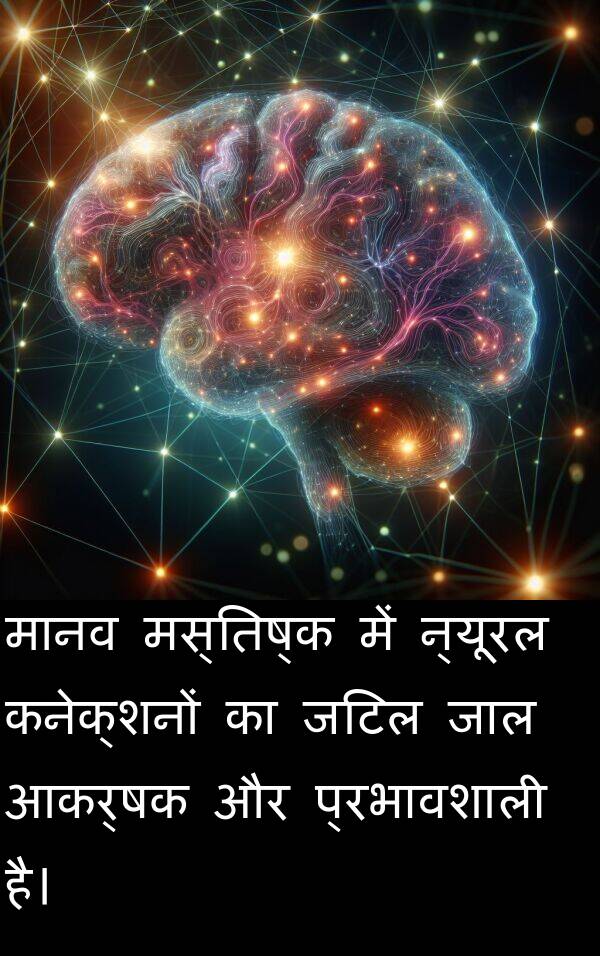 आकर्षक: मानव मस्तिष्क में न्यूरल कनेक्शनों का जटिल जाल आकर्षक और प्रभावशाली है।