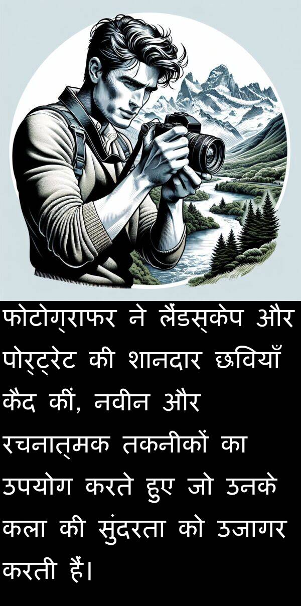 लैंडस्केप: फोटोग्राफर ने लैंडस्केप और पोर्ट्रेट की शानदार छवियाँ कैद कीं, नवीन और रचनात्मक तकनीकों का उपयोग करते हुए जो उनके कला की सुंदरता को उजागर करती हैं।