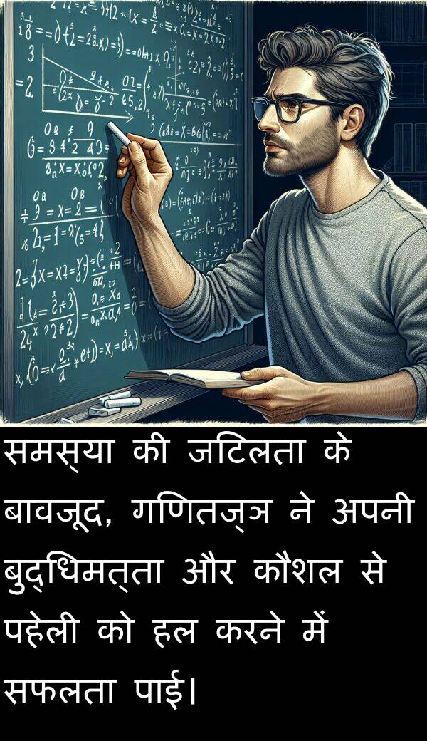पहेली: समस्या की जटिलता के बावजूद, गणितज्ञ ने अपनी बुद्धिमत्ता और कौशल से पहेली को हल करने में सफलता पाई।