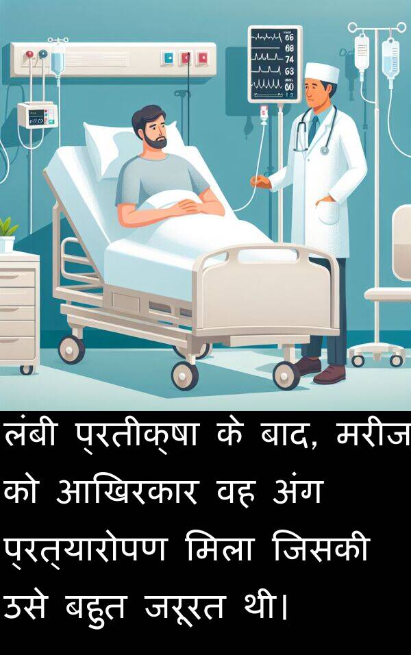 मरीज: लंबी प्रतीक्षा के बाद, मरीज को आखिरकार वह अंग प्रत्यारोपण मिला जिसकी उसे बहुत जरूरत थी।