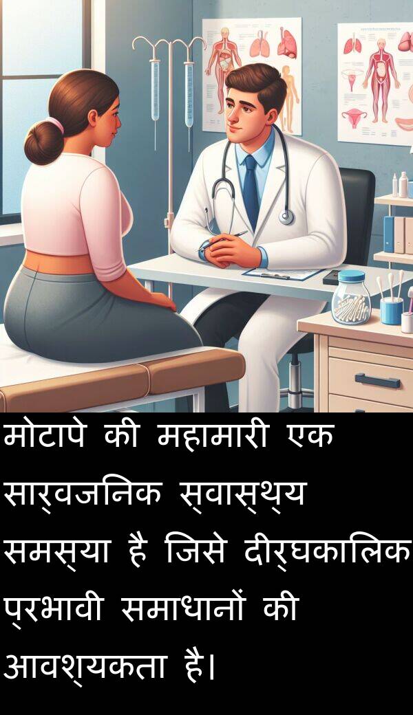 समस्या: मोटापे की महामारी एक सार्वजनिक स्वास्थ्य समस्या है जिसे दीर्घकालिक प्रभावी समाधानों की आवश्यकता है।