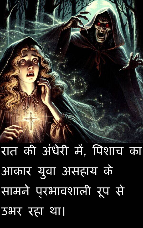 उभर: रात की अंधेरी में, पिशाच का आकार युवा असहाय के सामने प्रभावशाली रूप से उभर रहा था।