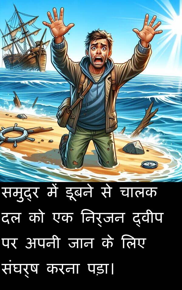 संघर्ष: समुद्र में डूबने से चालक दल को एक निर्जन द्वीप पर अपनी जान के लिए संघर्ष करना पड़ा।