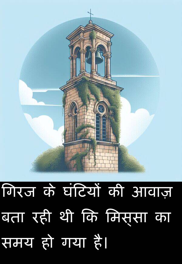 आवाज़: गिरज के घंटियों की आवाज़ बता रही थी कि मिस्सा का समय हो गया है।