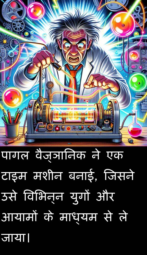 पागल: पागल वैज्ञानिक ने एक टाइम मशीन बनाई, जिसने उसे विभिन्न युगों और आयामों के माध्यम से ले जाया।