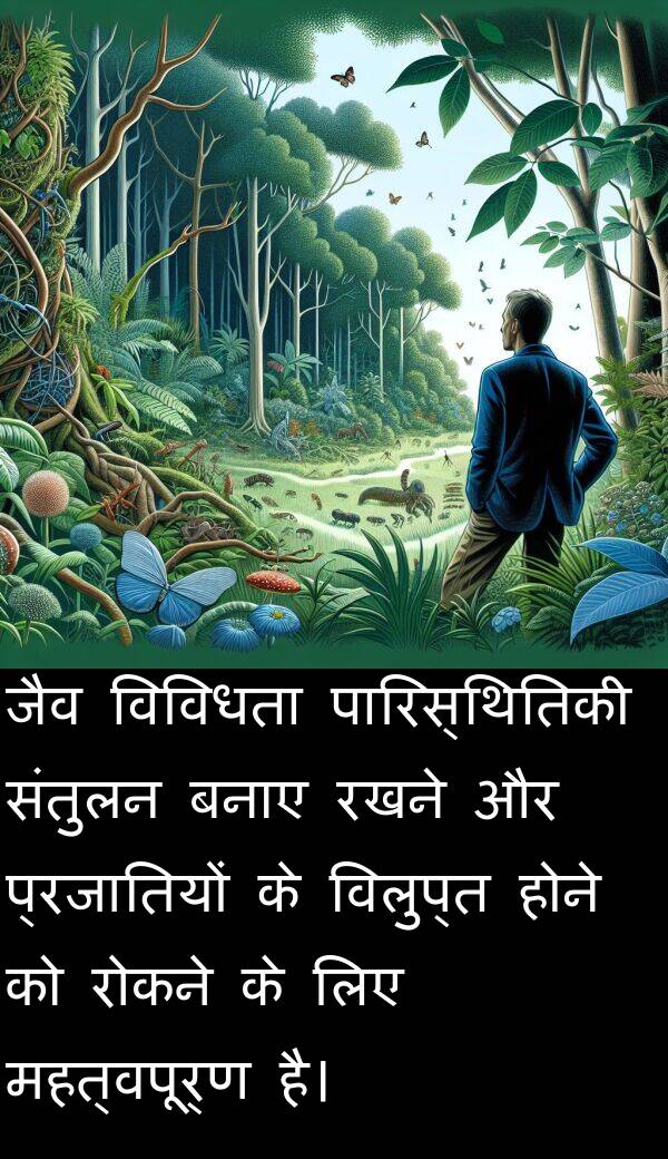 बनाए: जैव विविधता पारिस्थितिकी संतुलन बनाए रखने और प्रजातियों के विलुप्त होने को रोकने के लिए महत्वपूर्ण है।