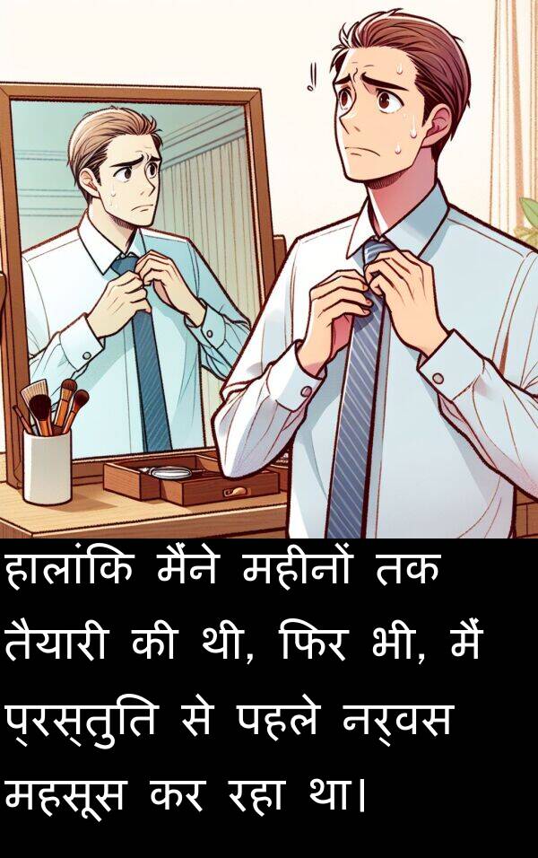 महीनों: हालांकि मैंने महीनों तक तैयारी की थी, फिर भी, मैं प्रस्तुति से पहले नर्वस महसूस कर रहा था।