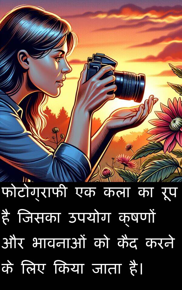 क्षणों: फोटोग्राफी एक कला का रूप है जिसका उपयोग क्षणों और भावनाओं को कैद करने के लिए किया जाता है।