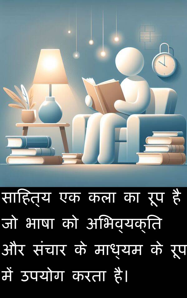 भाषा: साहित्य एक कला का रूप है जो भाषा को अभिव्यक्ति और संचार के माध्यम के रूप में उपयोग करता है।
