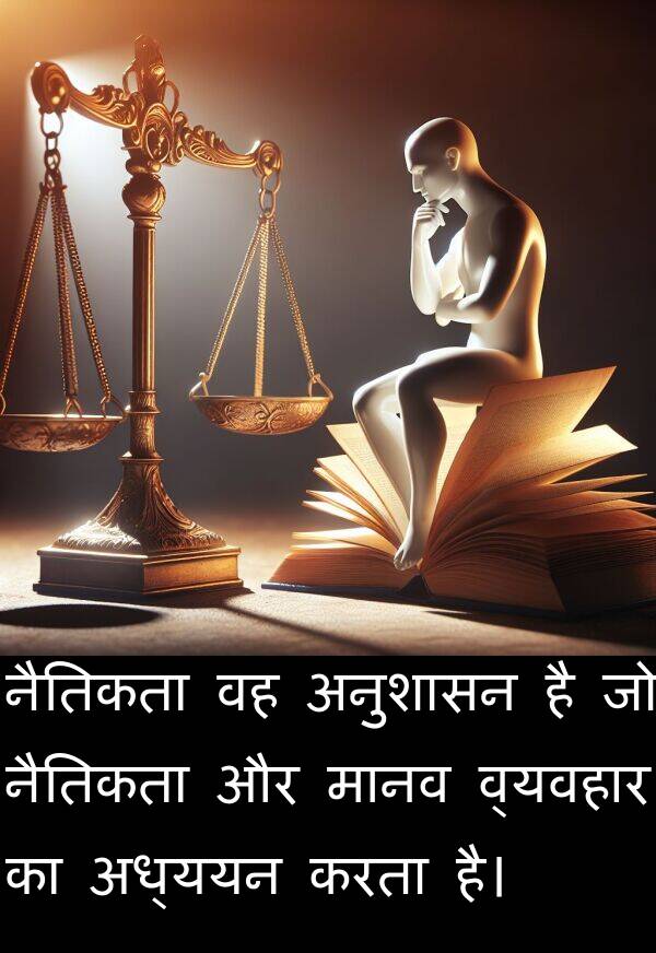 अध्ययन: नैतिकता वह अनुशासन है जो नैतिकता और मानव व्यवहार का अध्ययन करता है।