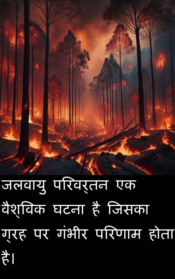 परिवर्तन: जलवायु परिवर्तन एक वैश्विक घटना है जिसका ग्रह पर गंभीर परिणाम होता है।