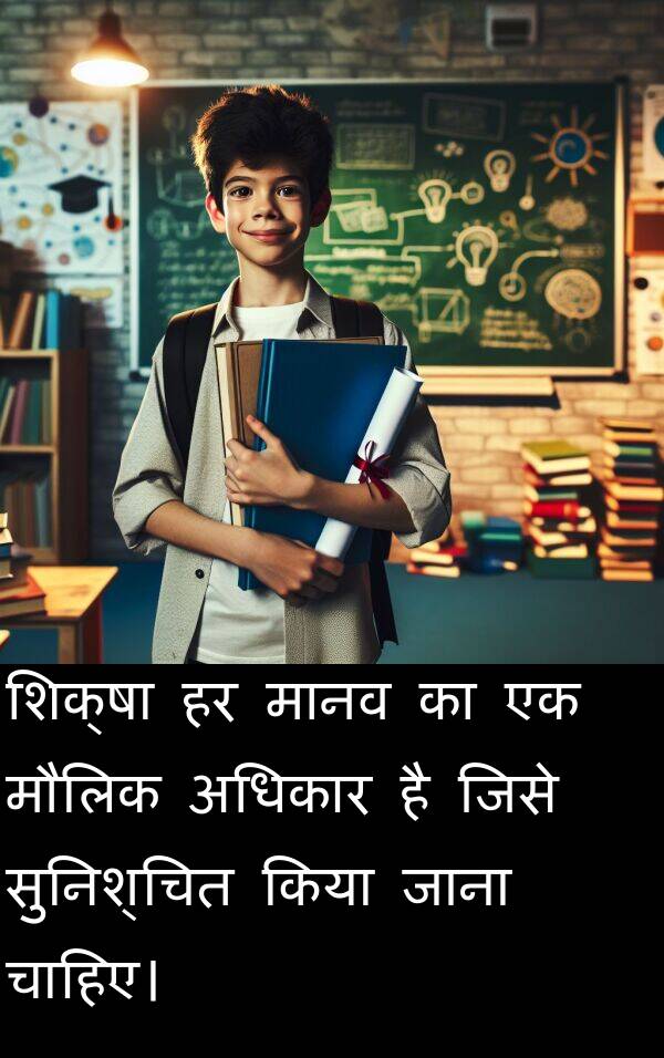 अधिकार: शिक्षा हर मानव का एक मौलिक अधिकार है जिसे सुनिश्चित किया जाना चाहिए।