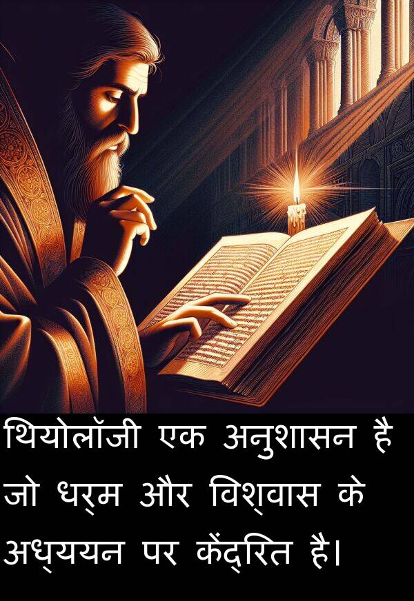 धर्म: थियोलॉजी एक अनुशासन है जो धर्म और विश्वास के अध्ययन पर केंद्रित है।