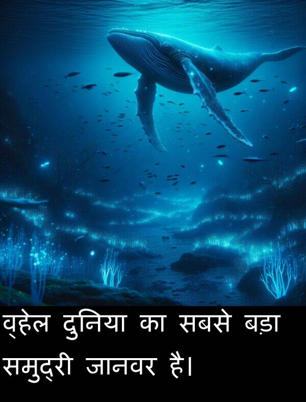 सबसे: व्हेल दुनिया का सबसे बड़ा समुद्री जानवर है।