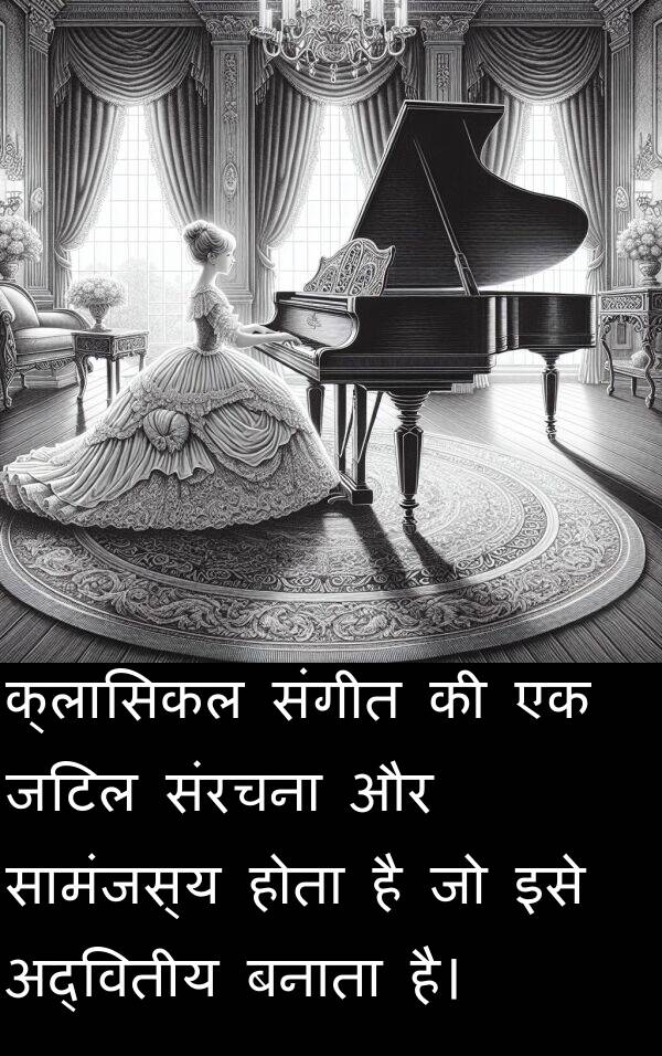 इसे: क्लासिकल संगीत की एक जटिल संरचना और सामंजस्य होता है जो इसे अद्वितीय बनाता है।