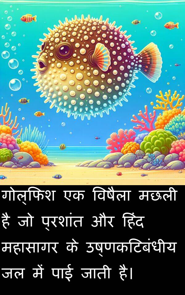पाई: गोल्फिश एक विषैला मछली है जो प्रशांत और हिंद महासागर के उष्णकटिबंधीय जल में पाई जाती है।
