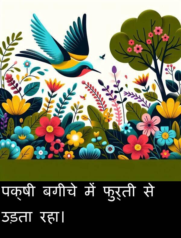 उड़ता: पक्षी बगीचे में फुर्ती से उड़ता रहा।