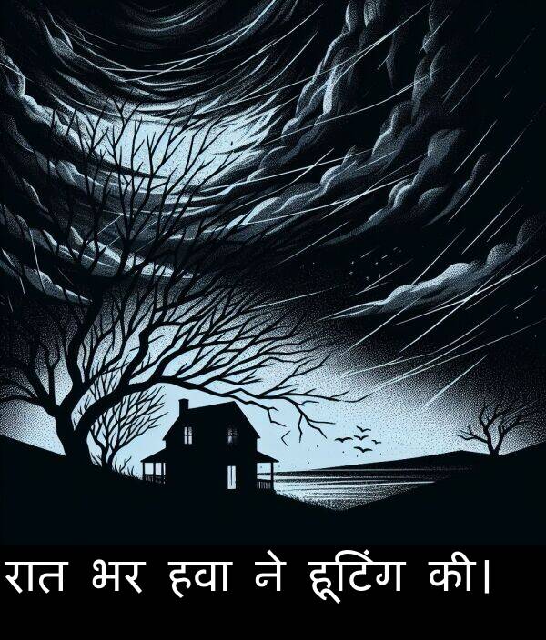 रात: रात भर हवा ने हूटिंग की।
