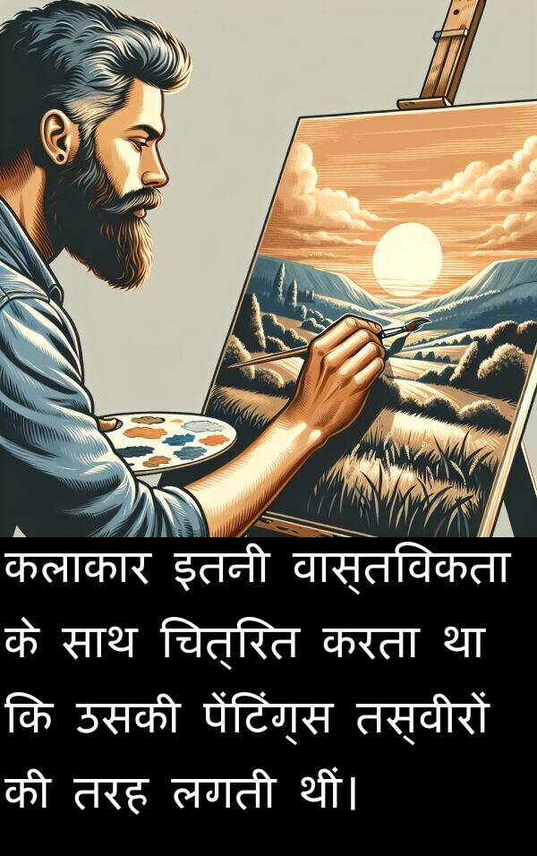 लगती: कलाकार इतनी वास्तविकता के साथ चित्रित करता था कि उसकी पेंटिंग्स तस्वीरों की तरह लगती थीं।